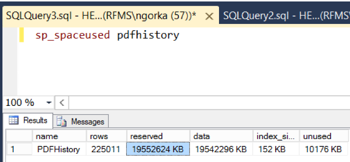 PDF History Table Maintenance – RFMS Help Desk